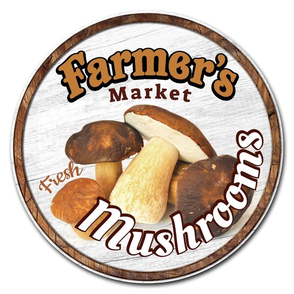 Signmission Corrugated Plastic Sign With Stakes 16in Circular-Farmers Market Mushrooms, C-16-CIR-WS-Mushrooms C-16-CIR-WS-Mushrooms - main
